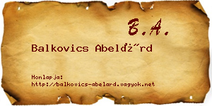 Balkovics Abelárd névjegykártya
